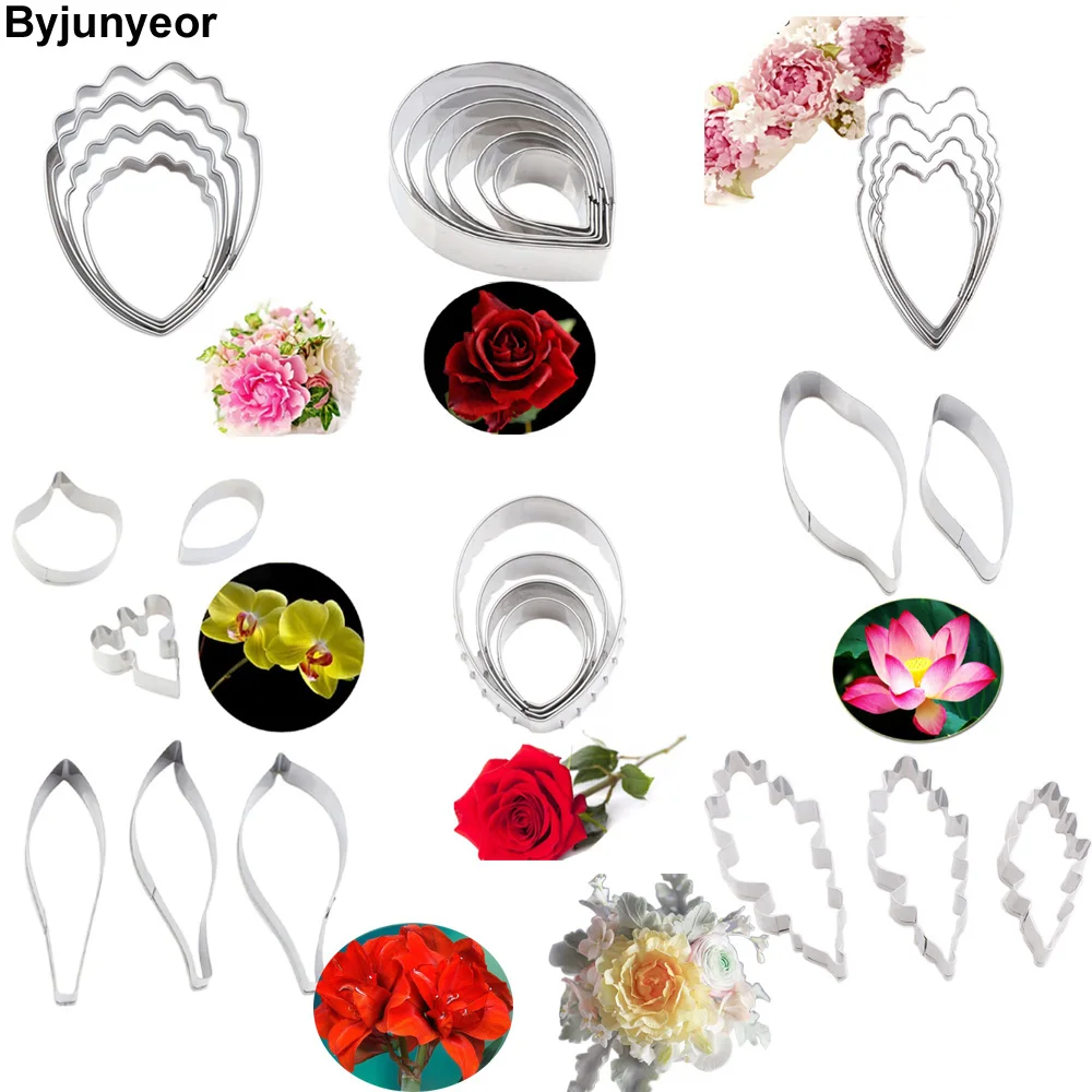 

Byjunyeor 29 types Flower Cake Cutter Mold Cake Decorating Tool Stainless Steel Cutter Flower Petal Cutter Gum Paste Mold