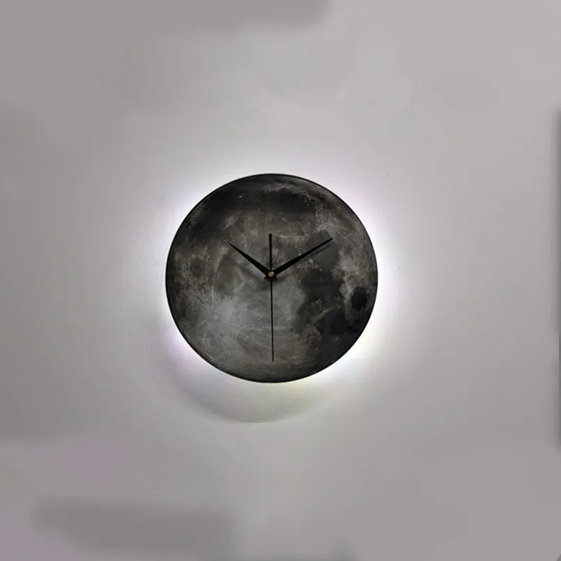 Новые 3D настенные часы LED Moon Night Light Настенные технология дистанционного
