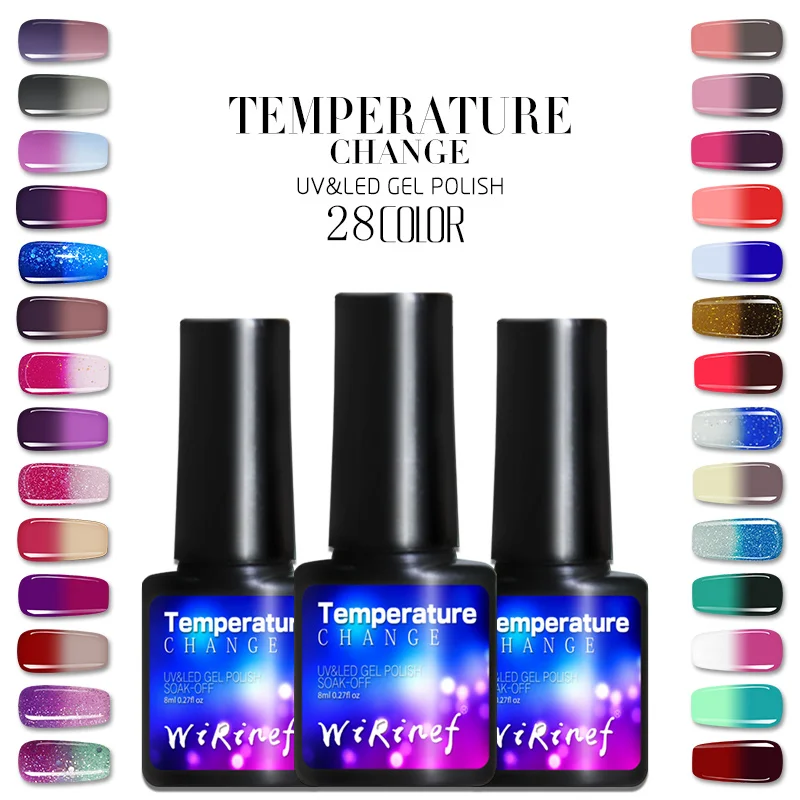 

WiRinef Temperature Change Color Nail Gel Polish UV Led Lamp Nail Polish Soak Off 28 Colors Lucky UV Gel Varnish Art