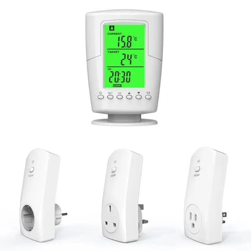 

TS-2000 Digital Programmable Wireless Thermostat Socket White LCD Home Intelligent Temperature Control Socket EU/US/UK Plug