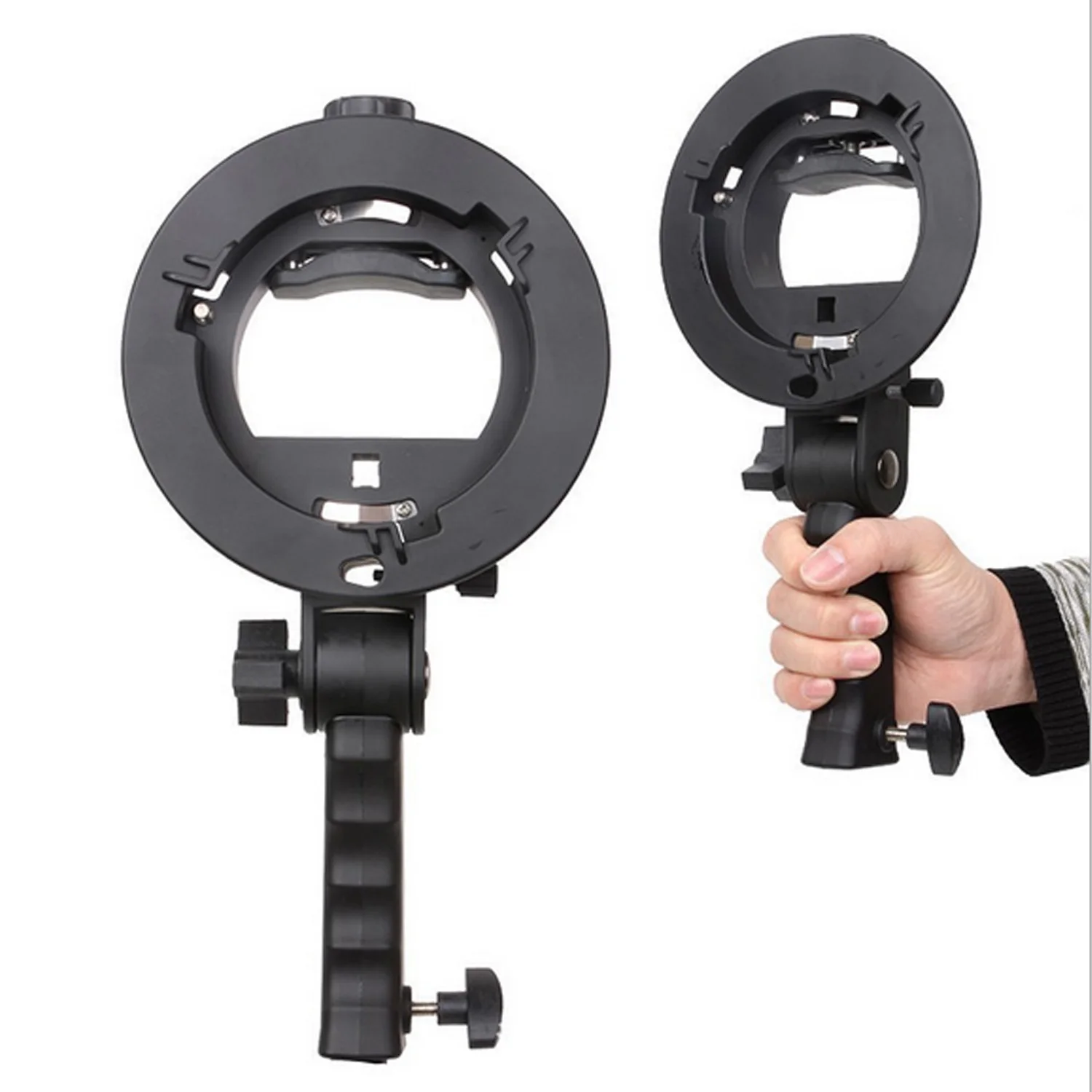 

Gosear Portable S-type Flash Bracket Mount Stand with Handle for Canon Nikon YonNuo Godox Bowens Softbox Radome Umbrella