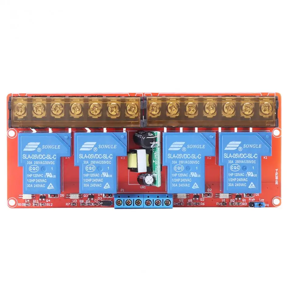 AC 100 250V 30A 4 Канальный Релейный Высокий/Низкий уровень триггера модуль