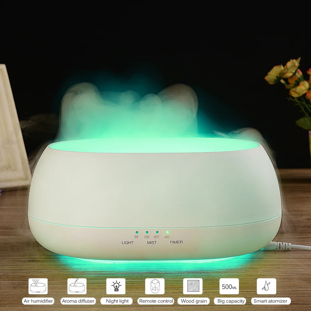 

Fimei 500ml Air Humidifier Remote Control Ocean Mist Wood Grain Aroma Diffuser Night Light Oil Diffuser Aromatherapy Diffuser