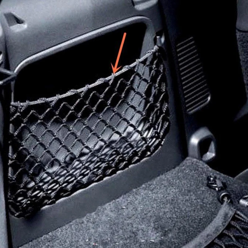 

Car Black Storage Mesh Net Resilient String Phone Bag Holder For Benz Smart