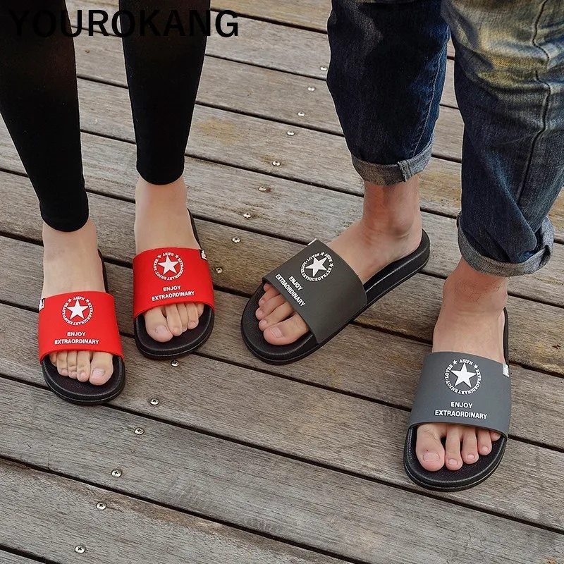 Kaufen Männer Sommer Hausschuhe Mode Paar Liebhaber Strand Schuhe Unisex Weiche Bad Hause Hausschuhe Kühle Außen Flip Flops Neue Ankunft