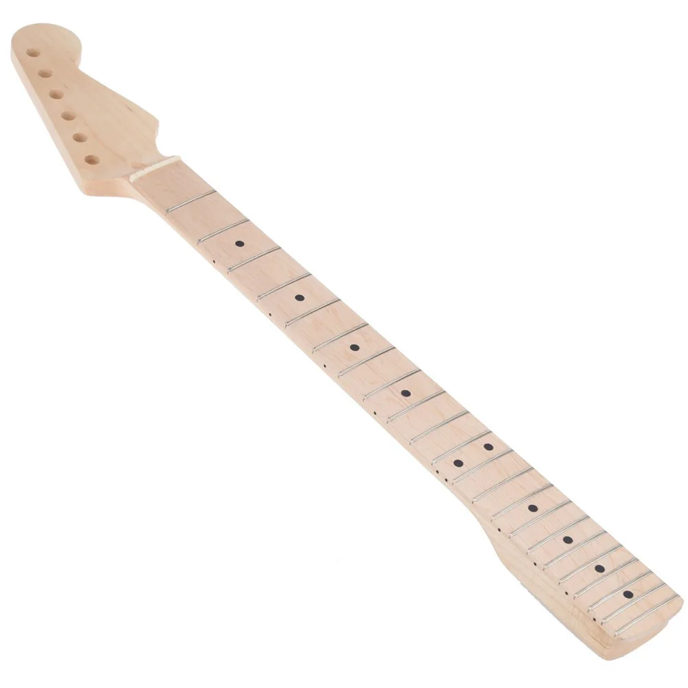

22 Fret Tiger Flame Maple Guitar Neck Replacement Guitar Neck for ST Electric Guitar Dots Natural