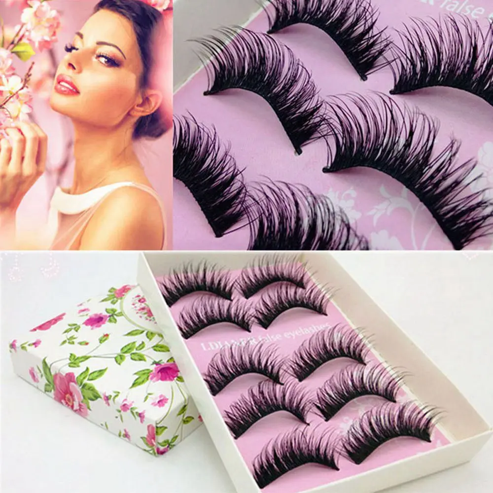 

5 Pairs Natural False Mink Eyelashes Fake Lashes Extension Long Curling Make Up 3D mink False Eyelashes Hand Made Cosmetic Tool