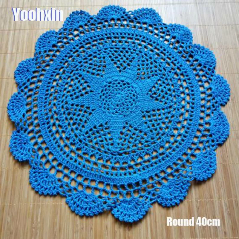 

40cm Round Lace Cotton Placemat Cup Tea Coaster Mug Kitchen Table Place Mat Cloth Dish Crochet Coffee Doily Christmas Dining Pad