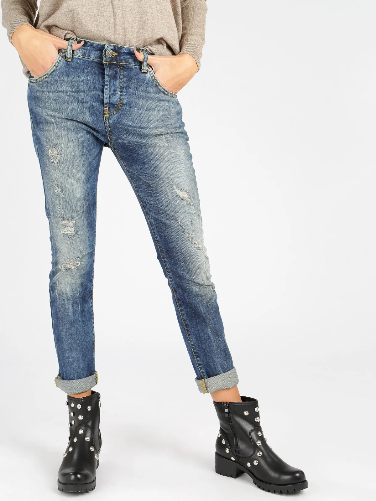 Ripped jeans effect washed slim fit-in Jeans from Women's Clothing on ...