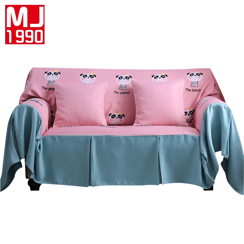 Pink 3D European Style Embroidered Sofa Towel Fully Surrounded