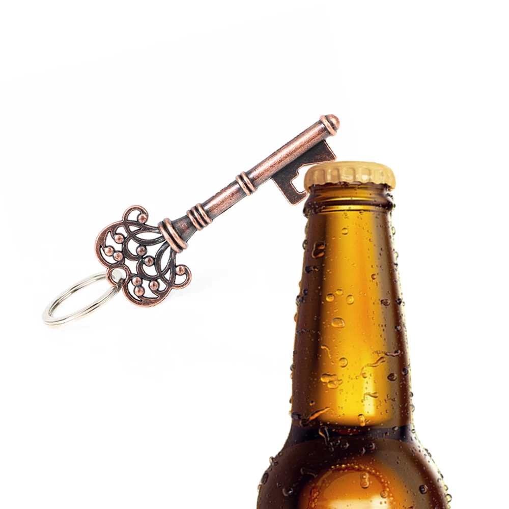 

for Wedding Party Key Shape Beer Bottle Opener Multifunction Hanging Keychain Keyring Retro Metal