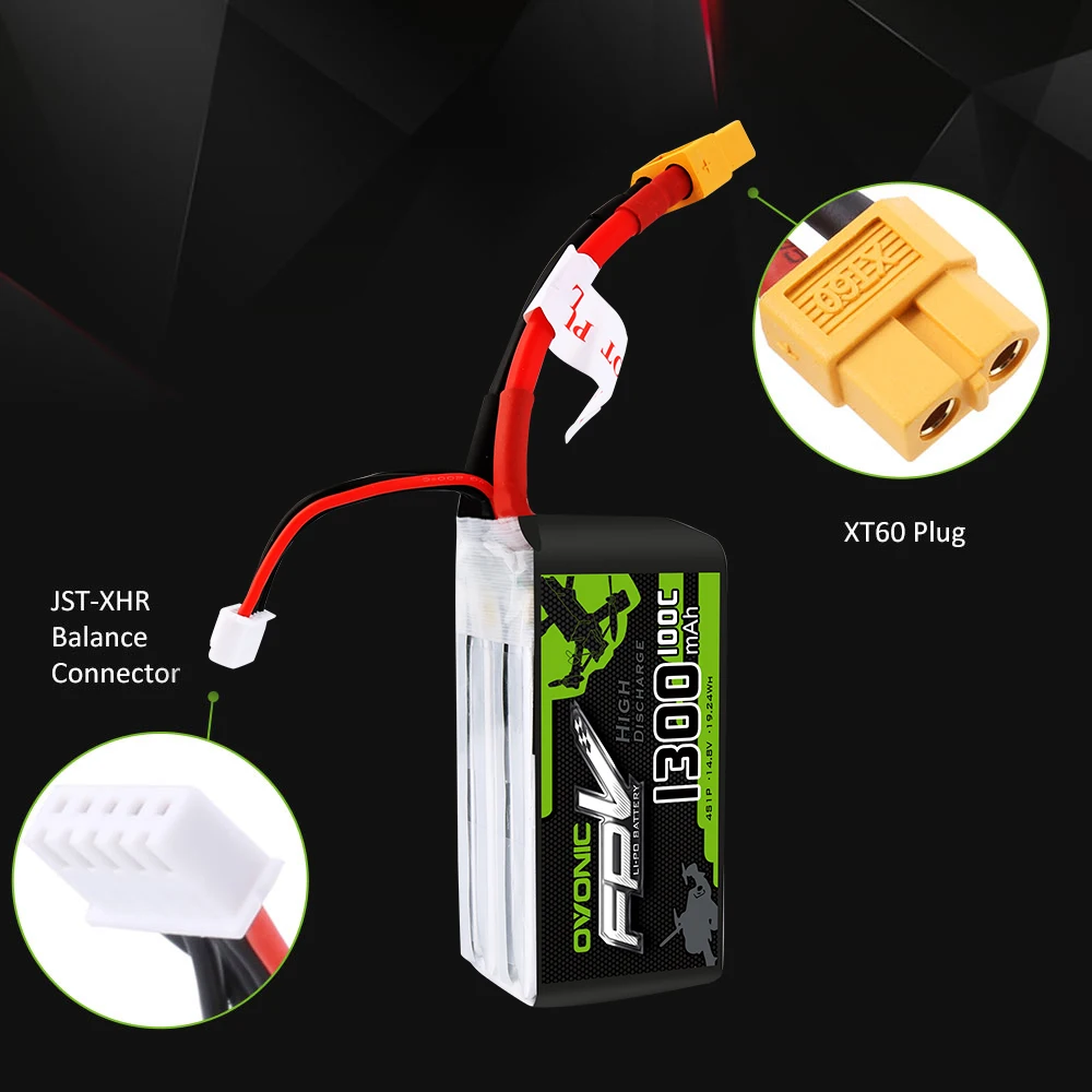 2 упаковки ovoic 1300mAh 100C Max 200C Lipo 4S 14,8 V батарея с разъемом XT60 для 250 FPV рамки RC Дрон Heli Quad Boat