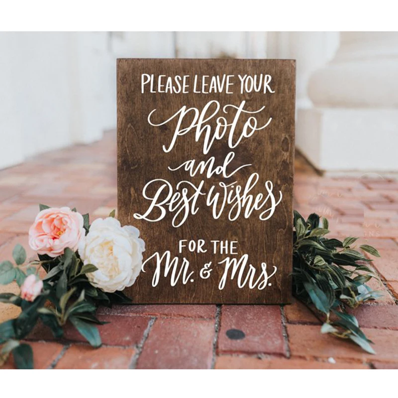 

Photo Guest Book Sign, Rustic Wedding Signs, Photo & Best Wishes, Guest Book Sign, Wooden Wedding Sign | 15x11''