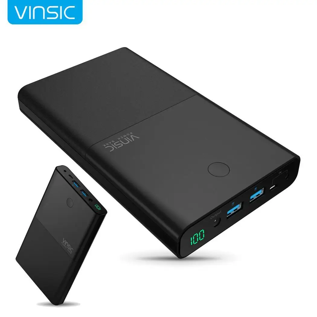 

Vinsic 30000mAh Notebook Power Bank 4.5A 19V DC 2 USB External Battery Charger for Laptops Notebooks Tablets iPhone X 8 8 Plus