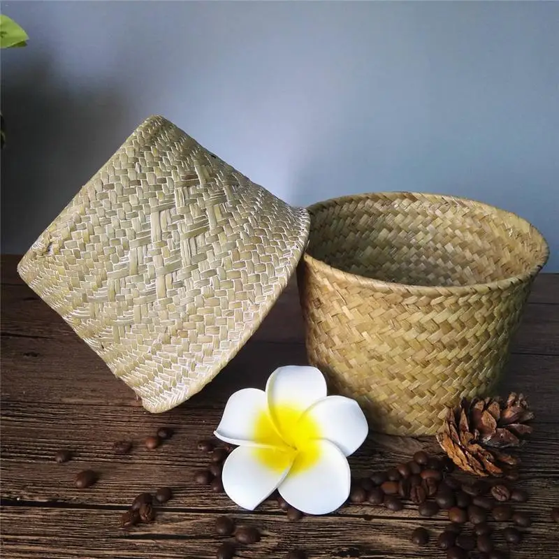 

Hand-woven Fruit Baskets Cosmetics Jewelry Home Storage Basket Wood Woven Flower Pot
