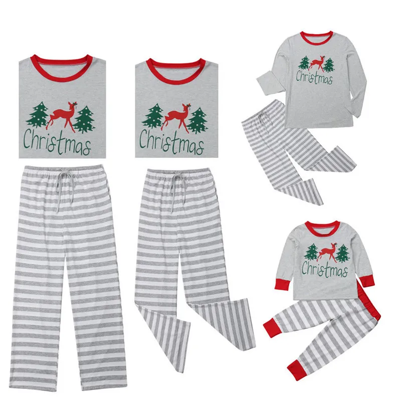 

Family Matching Outfits Christmas Clothes Women Baby Pajamas Sets Xmas Adult Kids Cotton Tops Pants Sleepwear Nightwear Family