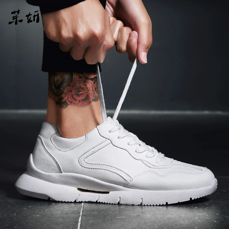 2019 популярные белые туфли мужские кроссовки 9908 Новый из искусственной кожи повседневная обувь для мужчин на шнуровке Ман открытый дышащая