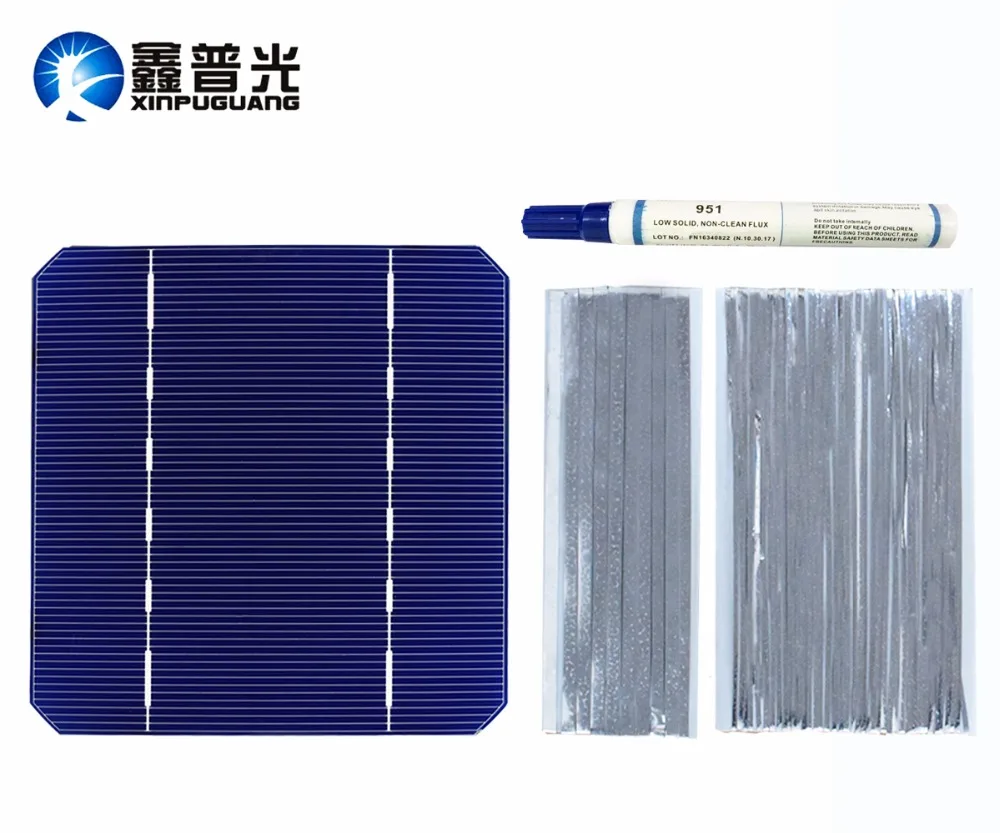 

40pcs 2.8W SOLAR Cell monocrystalline Silicon Photovoltaic mono 100W 112W 125*125MM strip pen wire wire flux DIY kit