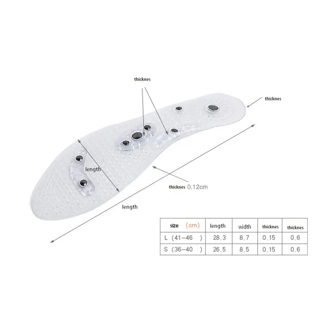 Массажные стельки на магните, прозрачные мужские Дышащие стельки, спортивные стельки для бега, женские стельки, можно отрезать магнитные стельки