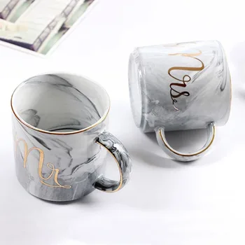 

Beautiful Marbel Pattern Coffee Mug Ceramic Cup Letter Printed Water Tumbler Caneca Birthday Gifts Home Office Lovers Supplies