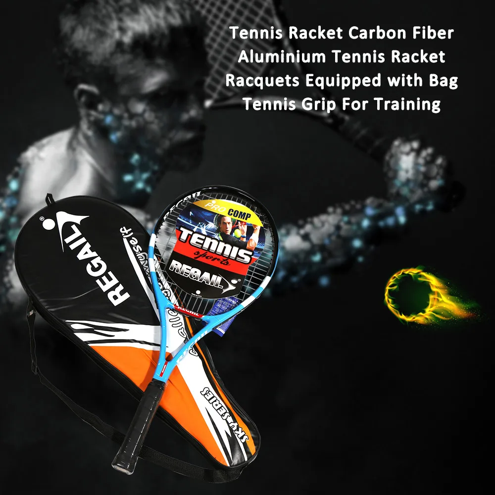 Теннисные Ракетки Углеродного волокна Алюминий теннисные ракетки оснащен мешок ручка теннисной ракетки для тренировок