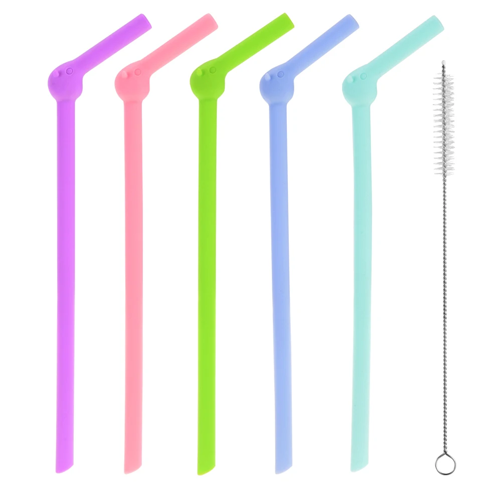 

Uarter Reusable Silicone Drinking Straws with Cleaning Brush Diameter and Elephant Looks for For Mugs Straws Home Party Bar