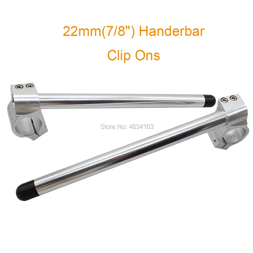

22mm(7/8") Silver Motorcycle Handlebar ClipOns 31 32 33 35 36 37 39 41 43 45 48 50 51mm Clip On Fork Handle Bar Adjustable