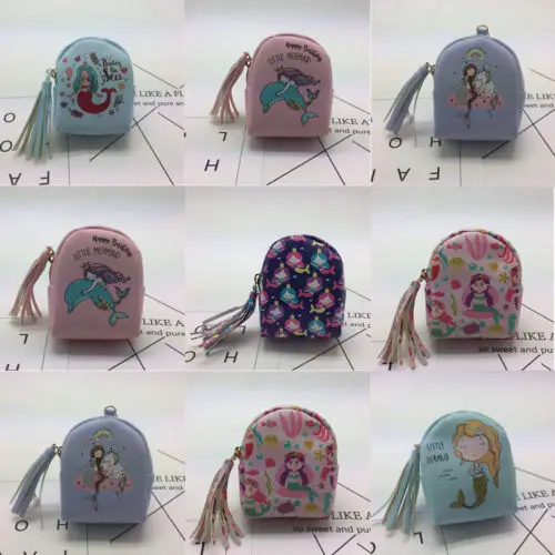 

Cute Women Prient Mini Mermaid Wallet Card Backpack Headset Purse Bag Keys Pouch Gifts