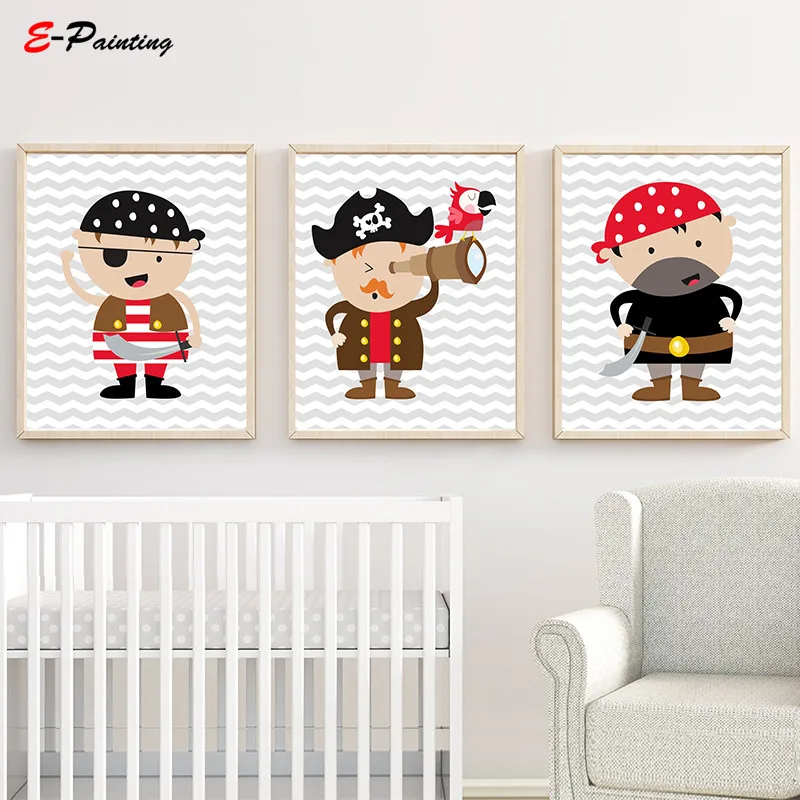 Us 3 75 25 Off Nordic Canvas Painting Nursery Boys Pirates Art Wall Print Baby Boy Decor Custom Colour In Us 3 75 25 Off Nordic Canvas Painting Nursery Boys Pirates Art Wall Print Baby Boy Decor Custom Colour In
