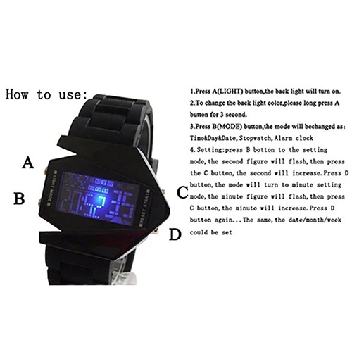 Крутой мужской негабаритный дизайнерский светильник цифровой спортивный план образный циферблат Электронные наручные часы Relojes