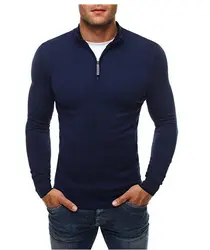 Свитера, пуловеры Для мужчин 2019 мужские брендовые Повседневное тонкие свитера классический молния высокий воротник простой сплошной Цвет
