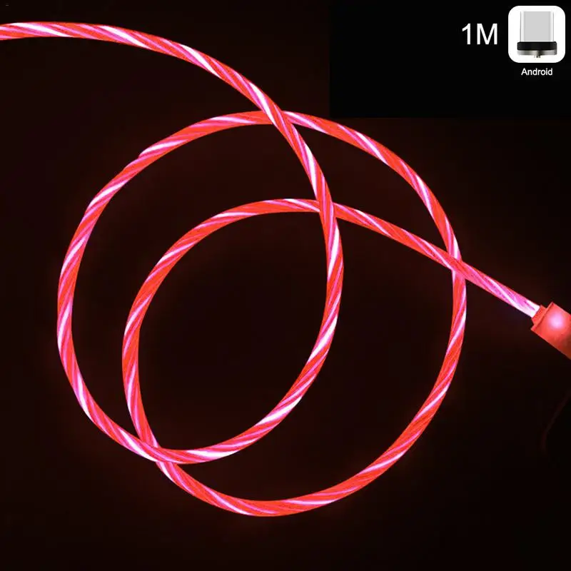 One For Three LED Light Streaming Data Cable Magnetic Absorption USB Sync Data Charger Cable For Type-c IPhone Android One For Three LED Light Streaming Data Cable Magnetic Absorption USB Sync Data Charger Cable For Type-c IPhone Android