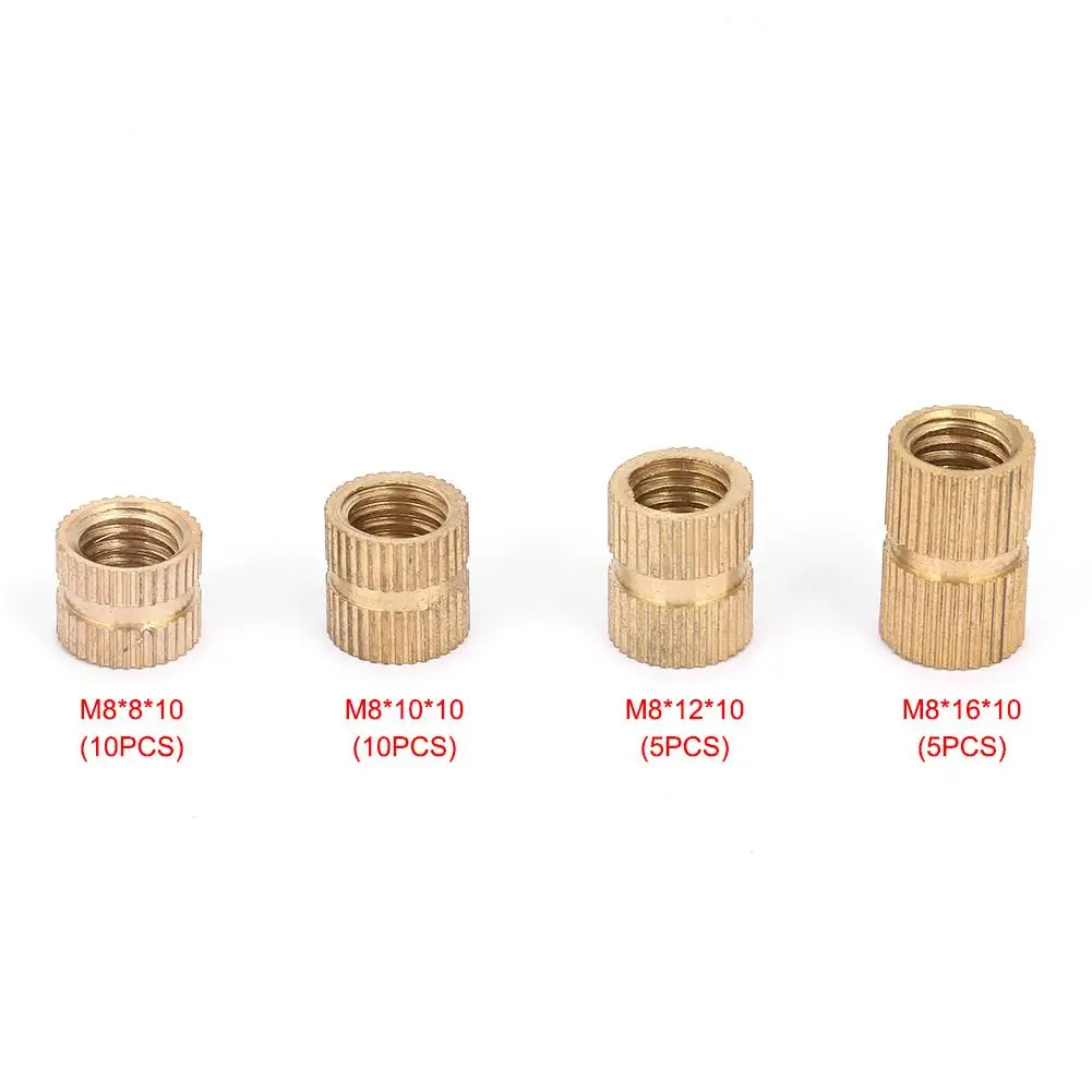 M8 Brass Cylinder Knurled Round Molded-in Insert Embedded Nuts Tool