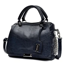 Famous Brand Oil Wax Leather Rivet Boston Crossbody Bags For Women 2019 Tote Shouler Bag Luxury Handbags Women Designer Clutch Famous Brand Oil Wax Leather Rivet Boston Crossbody Bags For Women 2019 Tote Shouler Bag Luxury Handbags Women Designer Clutch