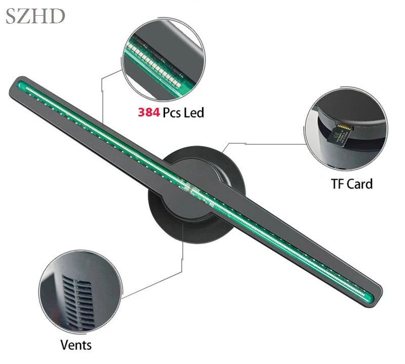 2019 новейший 384 pcs leds Модернизированный wifi приложение 42cm 3d Голограмма вентилятор led