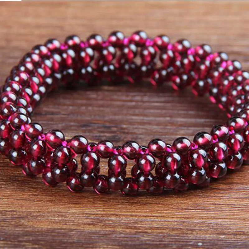 

Free Shipping Gift Boxed Or Bag Packed! 3mm Round High Grade Garnet Gems Stone Beads Adjustable String Jewelry Bracelet 7.5