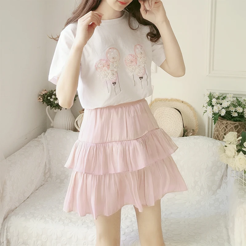 

XUXI Campus Style Women T-shirt Fashion Print Short Sleeve Round Neck Cotton T Shirt Femme Soft Comfortable Girls Tops FZ198