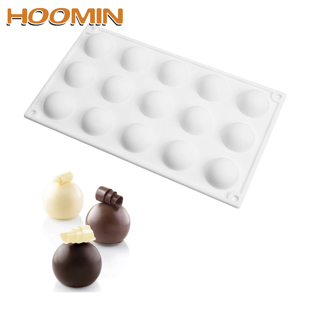 

HOOMIN Baking Moulds Mini Truffle Chocolate Mold 15 even 3D Round Silicone Cake Mold for Dessert Muffin Brownie Pudding Jello