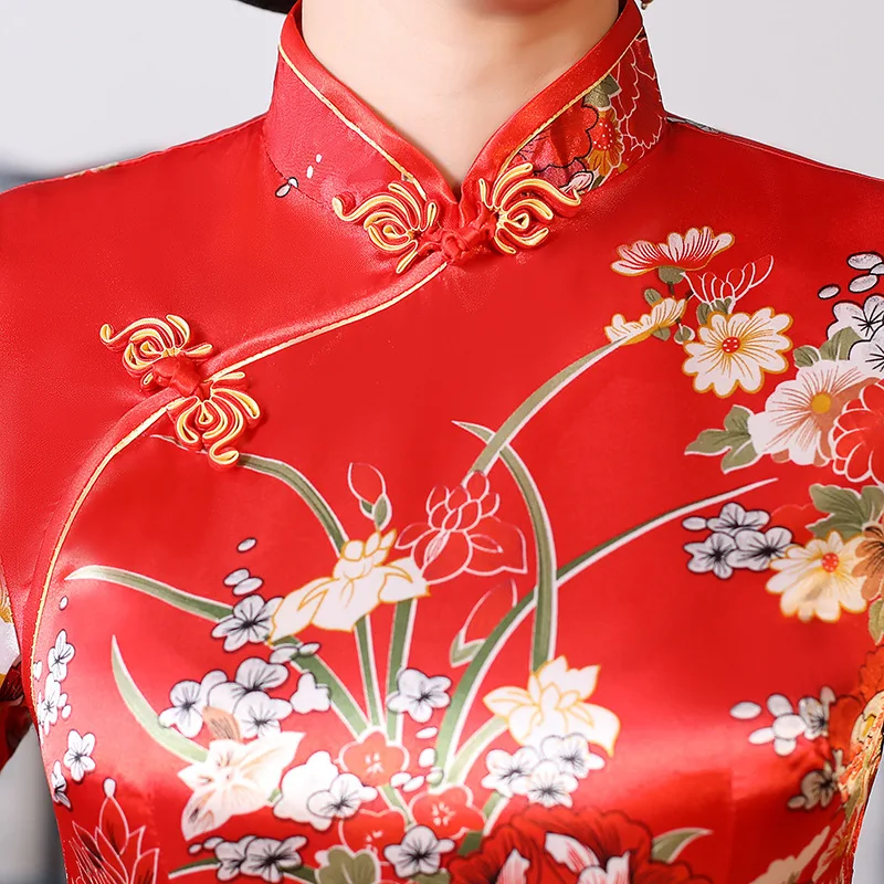 S-6XL платья в восточном стиле с длинным рукавом Qipao халат Chinoise среднего возраста банкет традиционное китайское платье мама Cheongsam Плюс