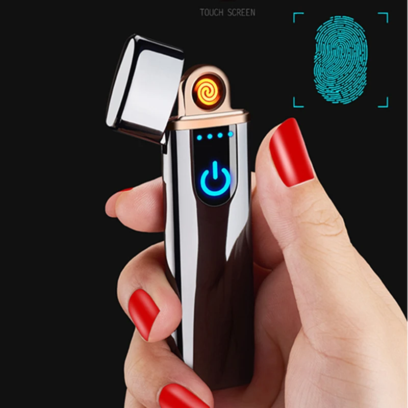 

Touch Sensitive LED Light Indicate Power Electronic Double Side Iginite Smoking Gadget USB Rechargeable Cigarette Lighter 1PC