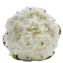 Для свадебного букета со стразами розы Букет невесты Шелковый Свадебный букет искусственных цветов для свадебной вечеринки