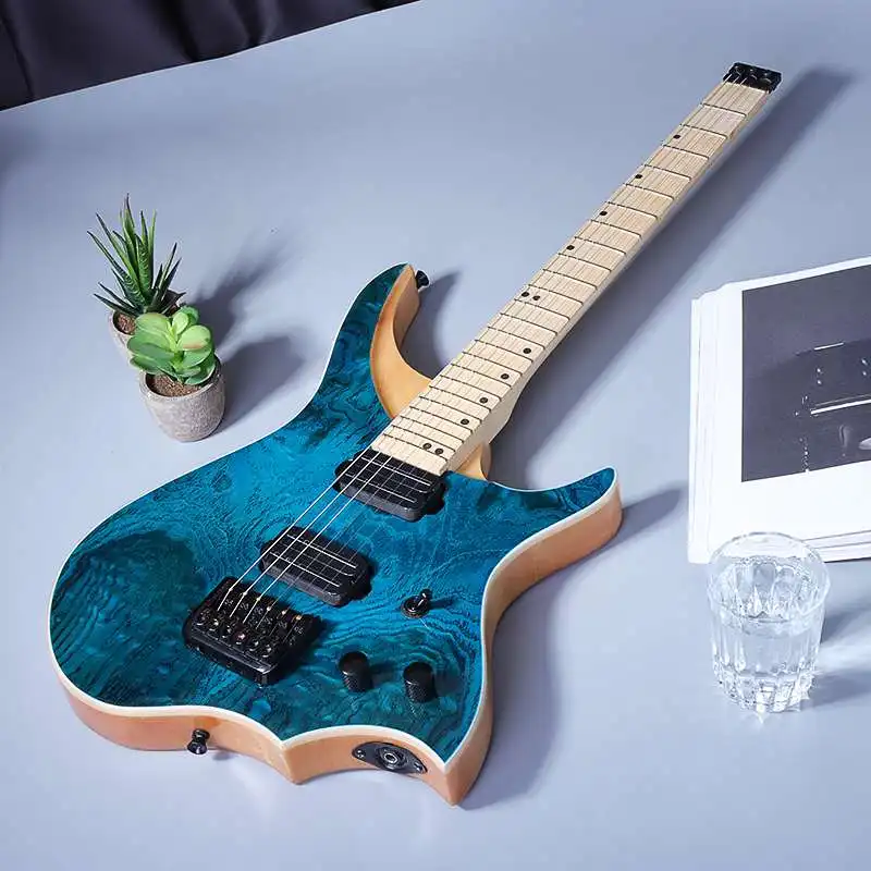

24 Frets 6 String Blue Burst Electric Guitar White Wax Wood Top Solid Maple Neck and Fingerboard Musical Burst Electric Guitar
