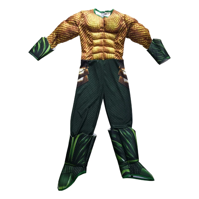Online Nuevo disfraz de Aquaman niños oro Aquaman disfraz de músculo para niños superhéroe trajes para niños traje de Halloween para los niños