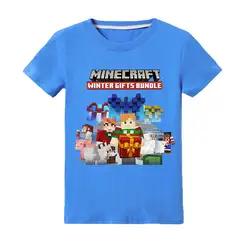 Летняя Детская Хлопковая футболка с короткими рукавами с изображением героев мультфильма «Minecraft apex legends Marshmello DJ Music JOJO siwa» для мальчиков и