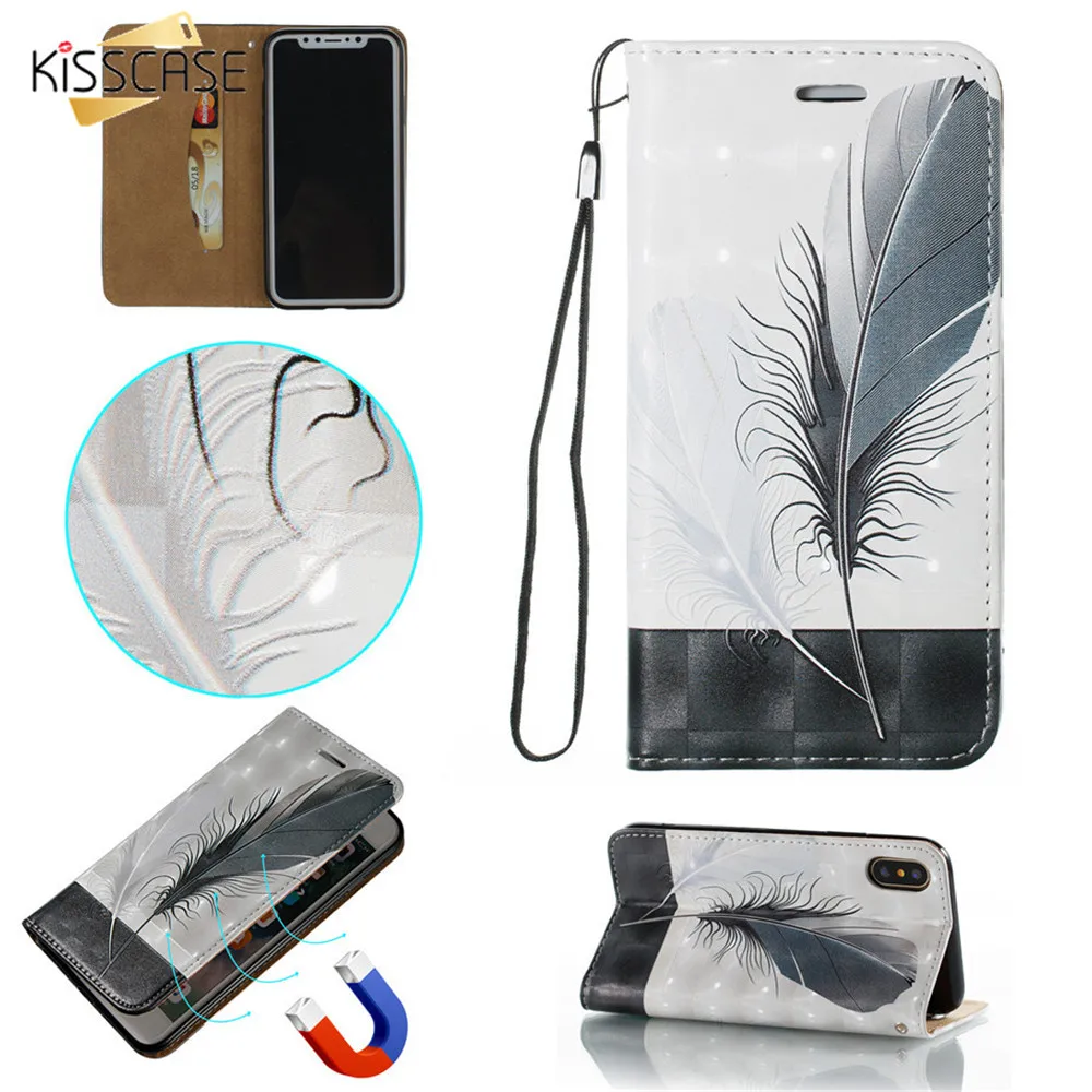 

Kisscase Feather Pattern Animal Mobile Phone Case For iPhone 7 8 6 6S X XS XS MAS XR 7 8 6 6S Plus 5 5S SE Capa Funda Coques