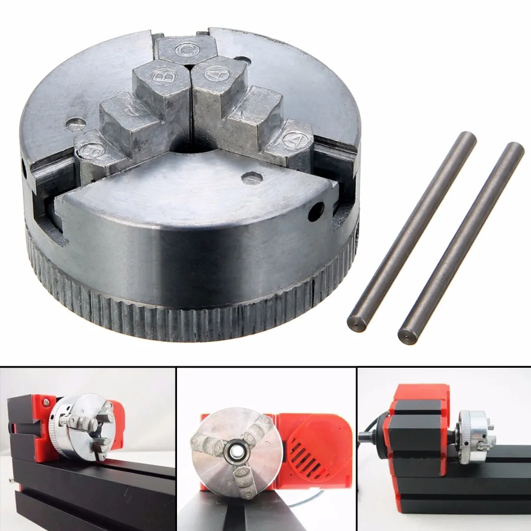 

1Pcs Metal Silver 3 Jaw Lathe Chuck M12*1 45mm Self Centering Hardened with 2Pcs Lock Rods Durable