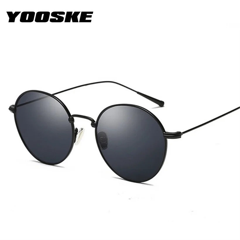 YOOSKE женские маленькие солнцезащитные очки модные брендовые дизайнерские Круглые Солнцезащитные очки для мужчин черные очки высокое качество очки UV400