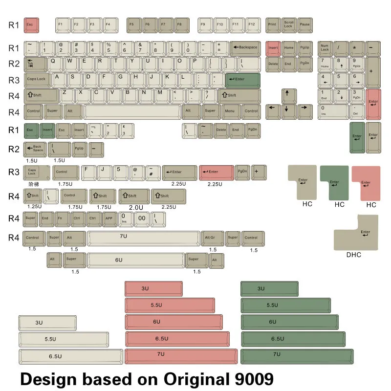 108 клавиш Og 9009 сублимационная крышка для ключей PBT Механическая клавиша для клавиатуры s Вишневый профиль план A