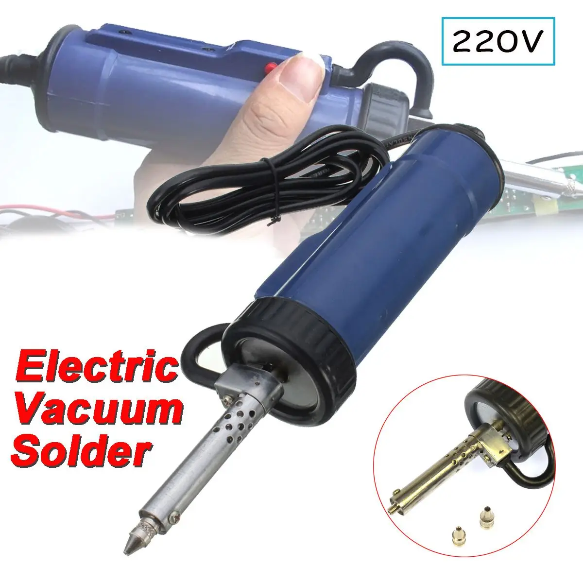 

30W 220V 50Hz Solder Sucker Electric Vacuum Desoldering Pump Iron Guns Soldering Repair Tool with Nozzle and Drill Rod