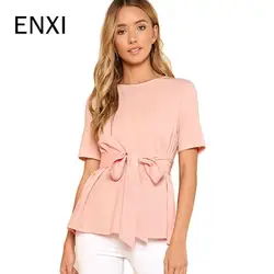 ENXI летнее платье для кормящих грудью 2018 Для женщин рубашки Повседневное свободные короткий рукав элегантные футболки Высокая Талия
